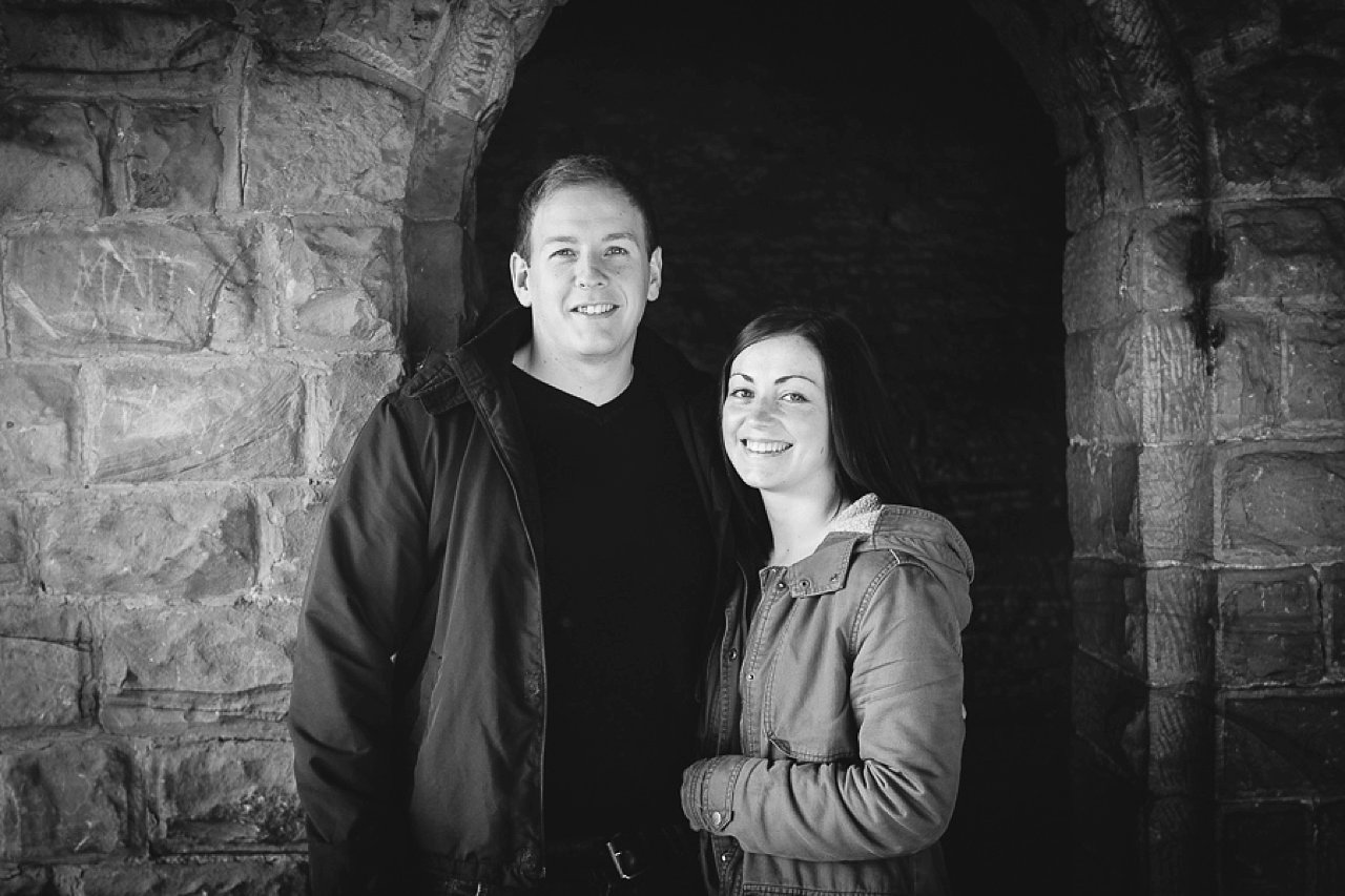 Couple engagement shoot black and white