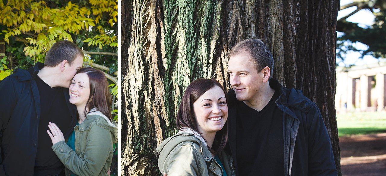 Couple portrait against tree